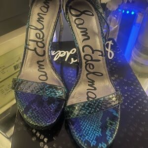 Sam Edelman Blue Green Snakeskin Heels
